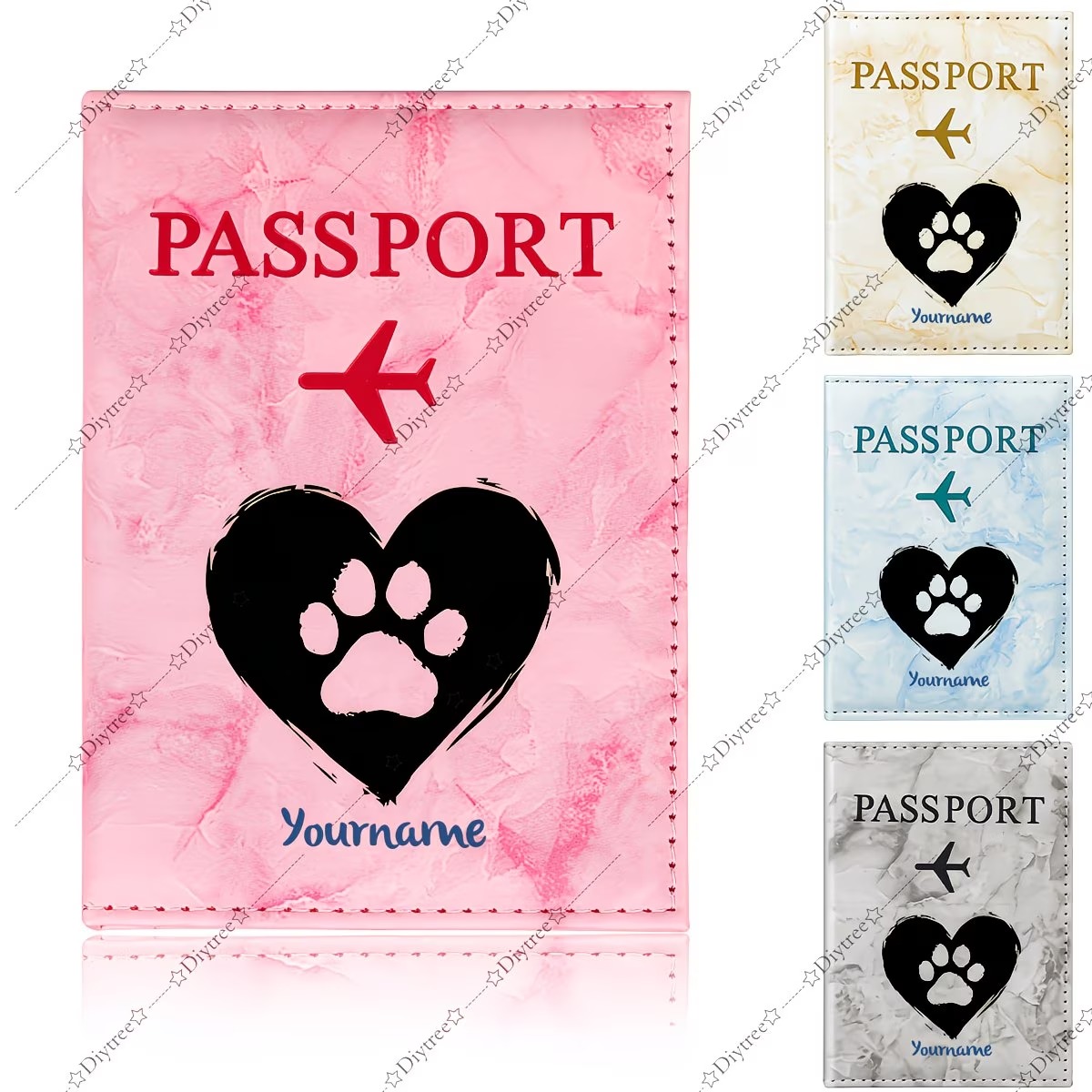 Pet Supplies Delivery - Personalisierte Haustier-Passhülle mit Herz- und Pfotenabdruck